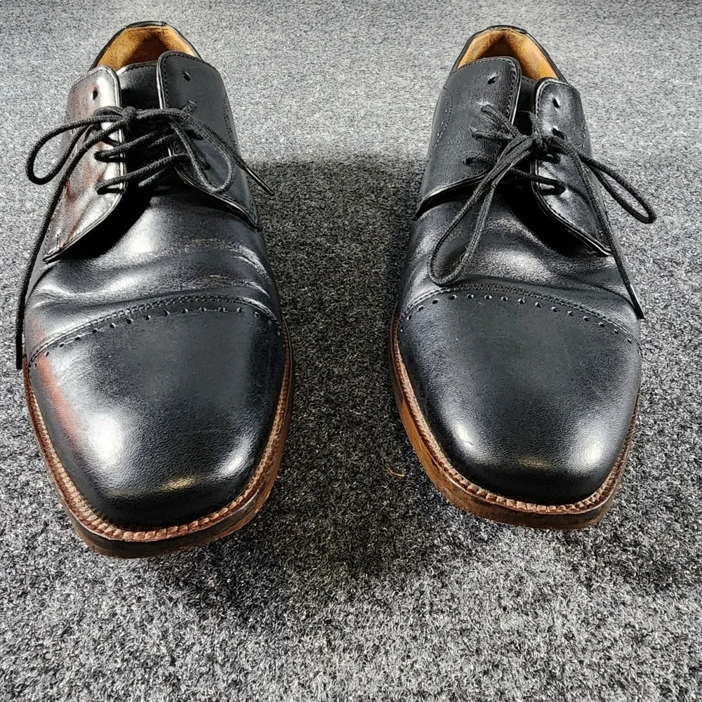 Johnston & Murphy Sanborn Cap Toe Dress Shoes‎ Mens 10 M Black Leather Formal